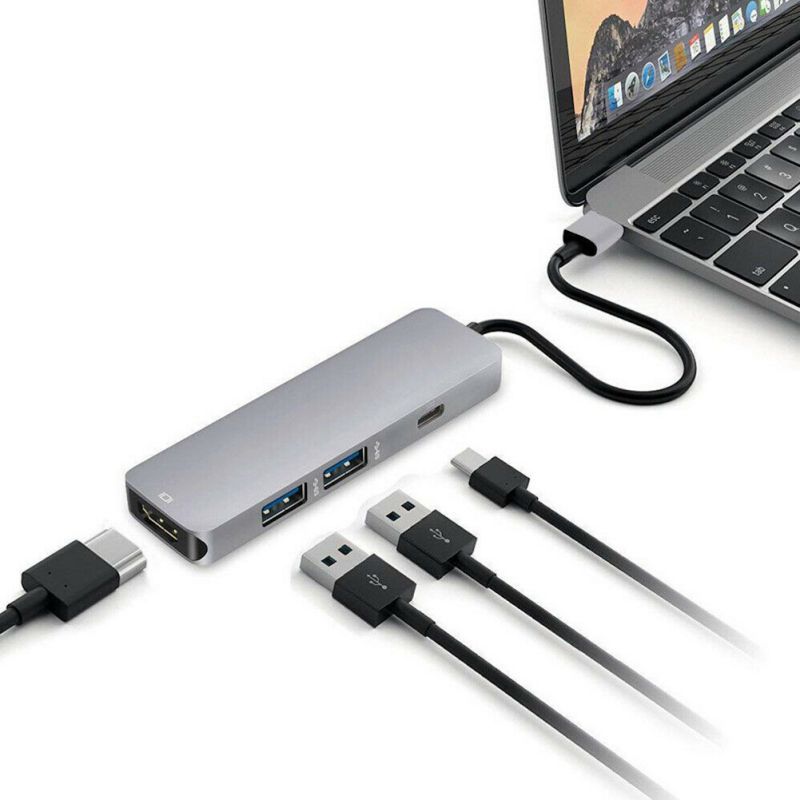 MultiPuerto USB-C 4 en 1 [ HDMI 4K / 2x USB-C / USB-C ] [ New MacBook / TouchBar / New MacBook Air ]. - Miniatura 2