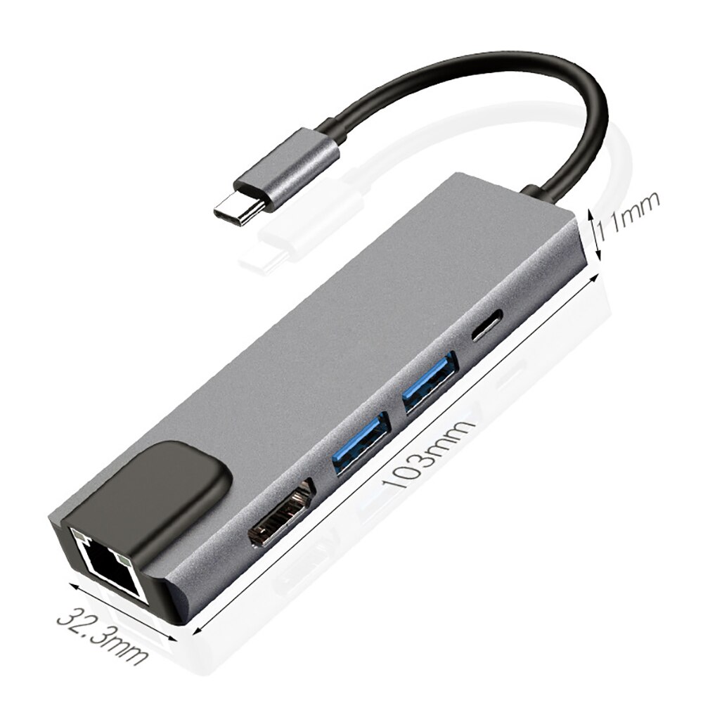 Adaptador Multi Puerto 5 en 1 [ HDMI / 2 x USB 3.0 / Ethernet / USB-C ] para MacBook [ TouchBar / Air Retina / New ] M1 y M2 - Miniatura 2
